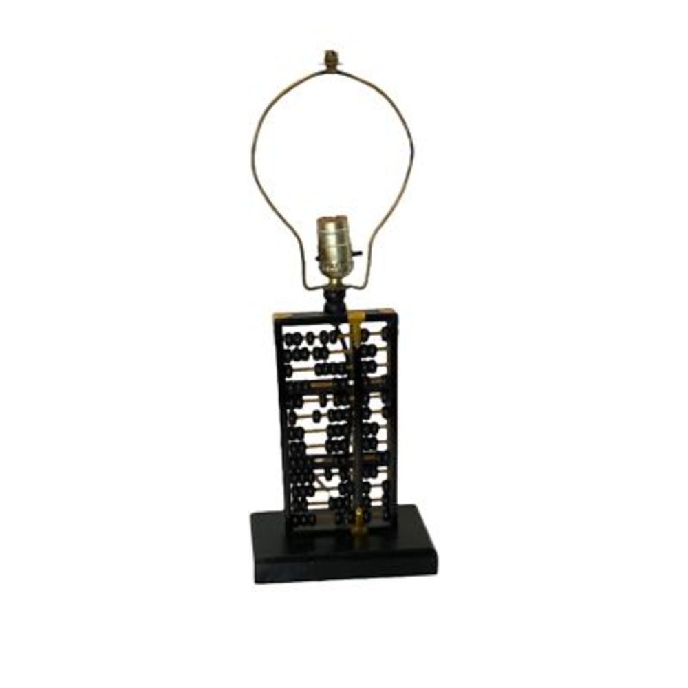 Lotus Flower Brand Accent Lamp Abacus Mid Century Wood Brass Corded Electric